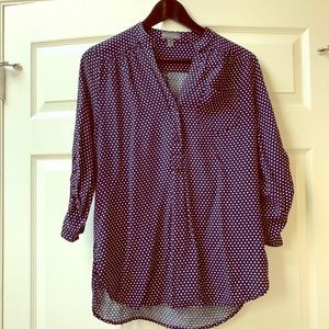 GUC Market & Spruce Navy and white polka dot top